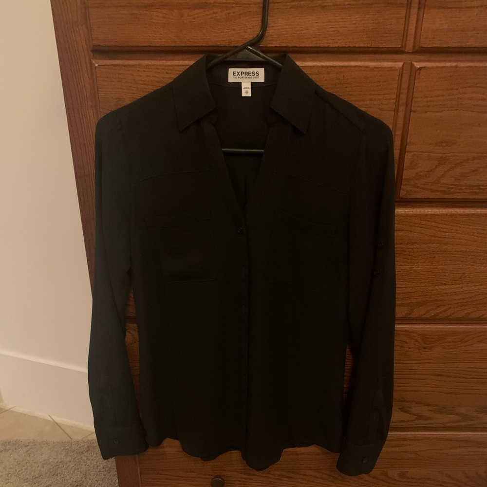 Express black button down shirt, size XS